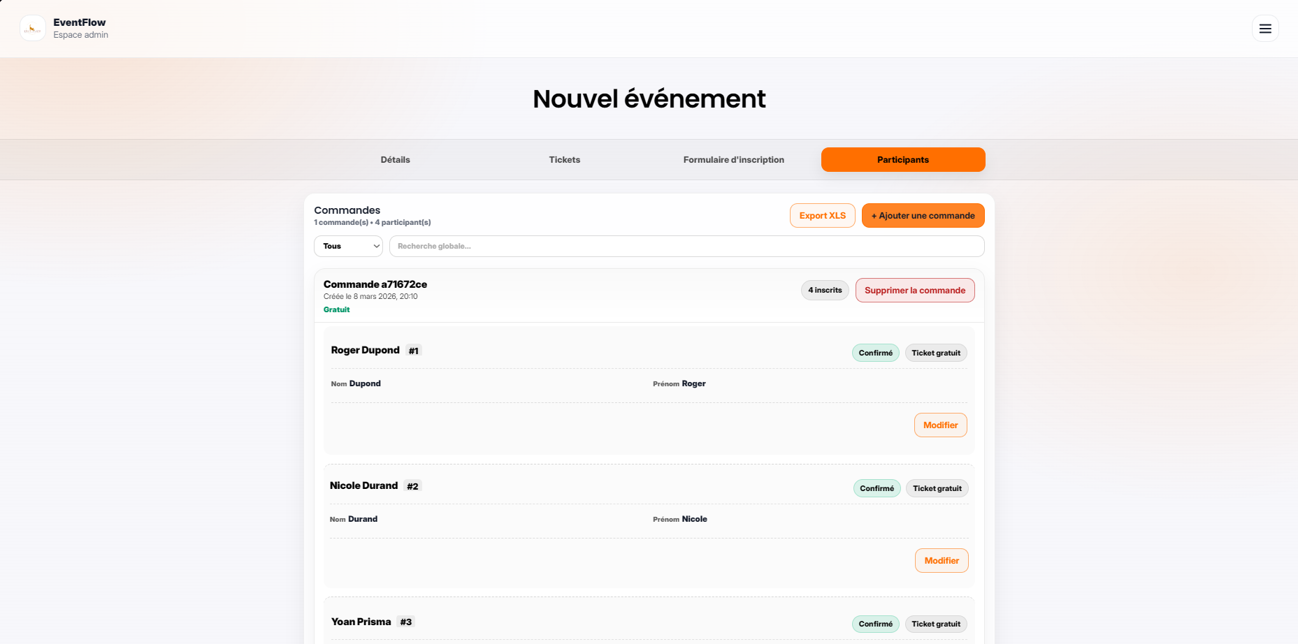 Vue participants EventFlow